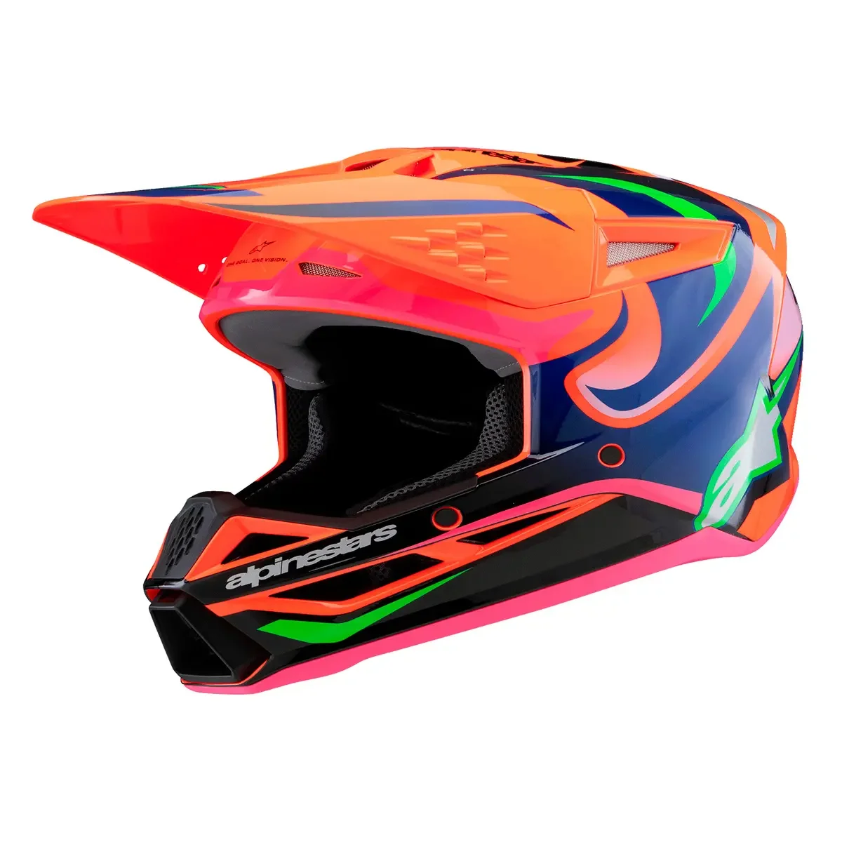 Capacete Alpinestars SM3 Infantil Deegan Laranja Fluor/Roxo/Rosa